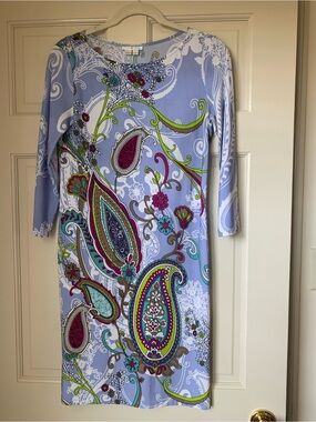 London Times Lavender Paisley Floral Shift Dress